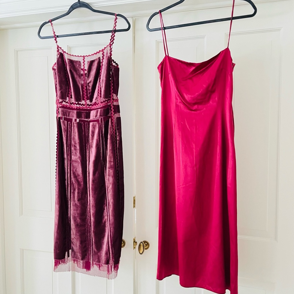 Alberta Ferretti magenta red velvet and tulle dress 6 - Picture 12 of 16